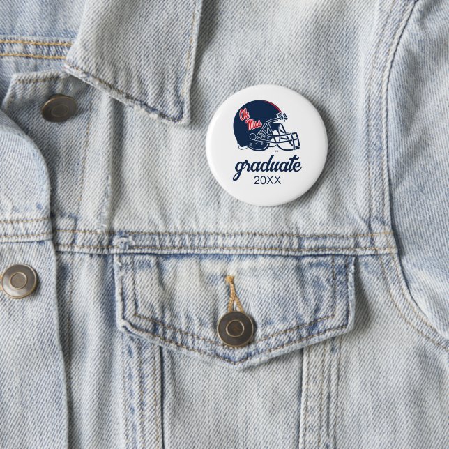 Ole Miss Football Helmet | Dark Blue 6 Cm Round Badge (In Situ)