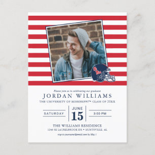 Ole Miss Football Helmet   Dark Blue Announcement Postcard