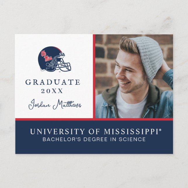 Ole Miss Football Helmet | Dark Blue Announcement Postcard (Front)