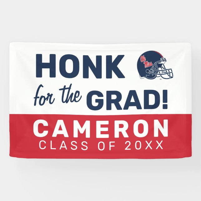 Ole Miss Football Helmet | Dark Blue Banner (Horizontal)