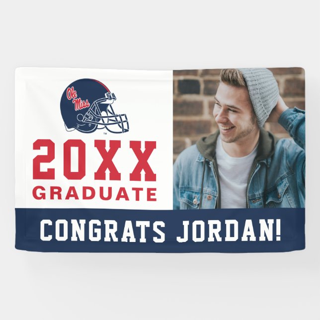 Ole Miss Football Helmet | Dark Blue Banner (Horizontal)