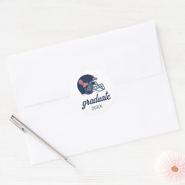 Ole Miss Football Helmet | Dark Blue Classic Round Sticker (Envelope)