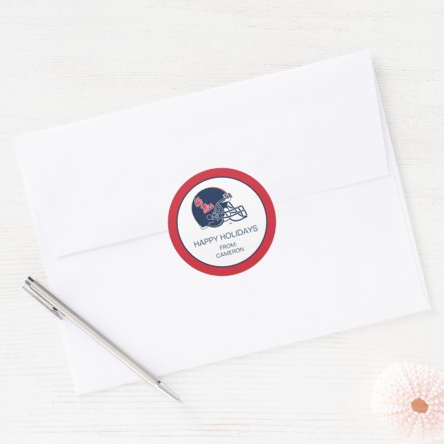 Ole Miss Football Helmet | Dark Blue Classic Round Sticker (Envelope)