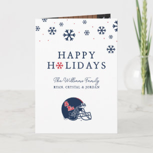Ole Miss Football Helmet   Dark Blue Holiday Card