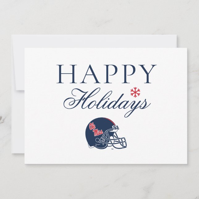 Ole Miss Football Helmet | Dark Blue Holiday Card (Front)