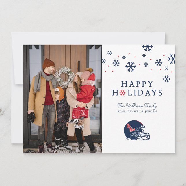 Ole Miss Football Helmet | Dark Blue Holiday Card (Front)