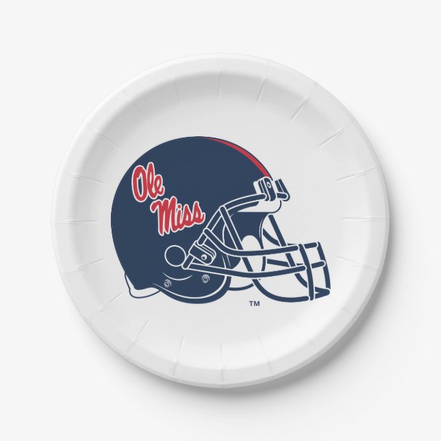 Ole Miss Football Helmet | Dark Blue Paper Plate (Front)