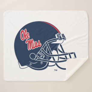 Ole Miss Football Helmet Dark Blue Sherpa Blanket