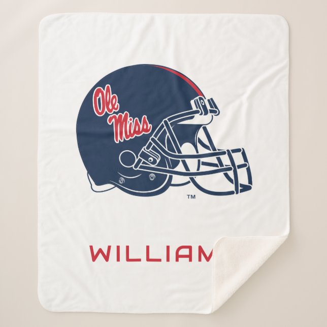 Ole Miss Football Helmet | Dark Blue Sherpa Blanket (Front)