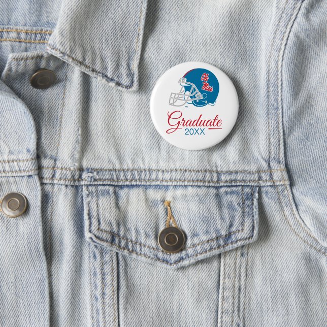 Ole Miss Football Helmet | Light Blue 6 Cm Round Badge (In Situ)