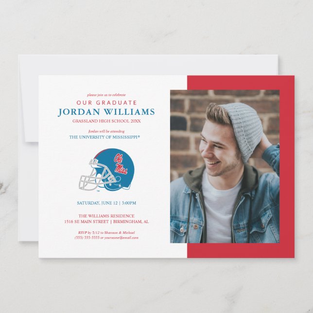 Ole Miss Football Helmet | Light Blue Announcement (Front)