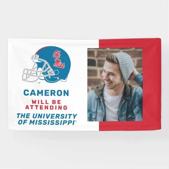 Ole Miss Football Helmet | Light Blue Banner (Horizontal)