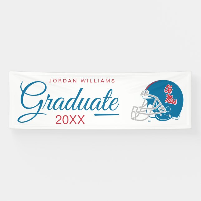 Ole Miss Football Helmet | Light Blue Banner (Horizontal)
