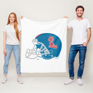 Ole Miss Football Helmet Light Blue Fleece Blanket