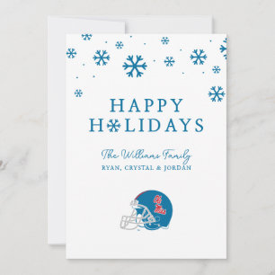 Ole Miss Football Helmet   Light Blue Holiday Card
