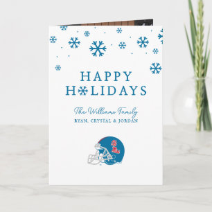 Ole Miss Football Helmet   Light Blue Holiday Card