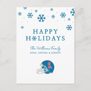 Ole Miss Football Helmet   Light Blue Holiday Postcard