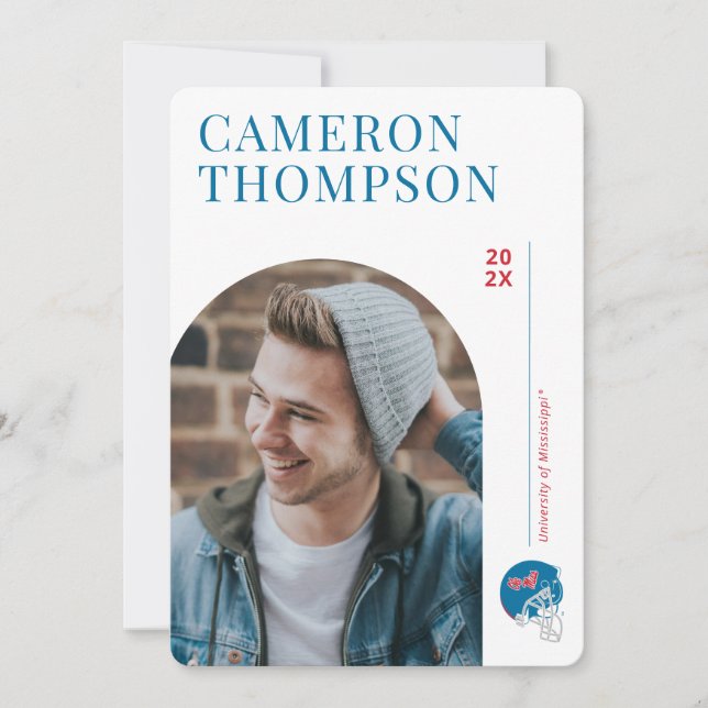 Ole Miss Football Helmet | Light Blue Invitation (Front)