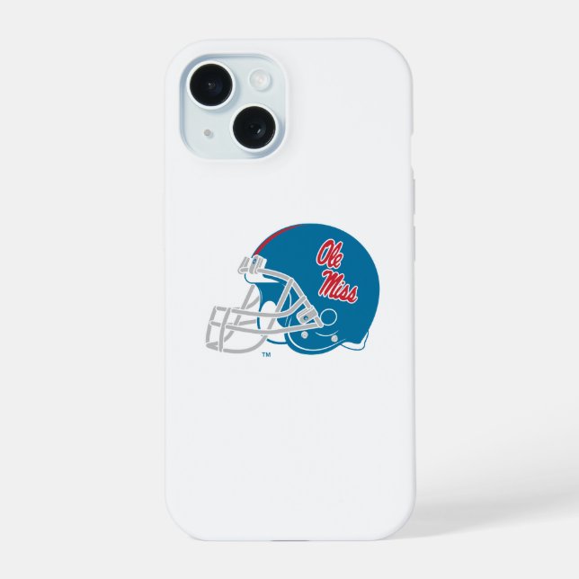 Ole Miss Football Helmet | Light Blue iPhone 15 Case (Back)