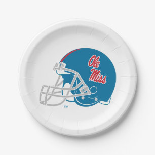 Ole Miss Football Helmet   Light Blue Paper Plate