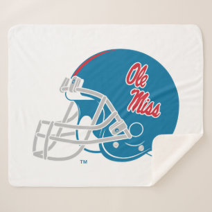 Ole Miss Football Helmet Light Blue Sherpa Blanket