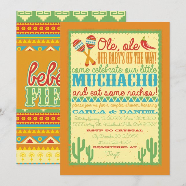 Ole, Ole, Fiesta Baby Shower Invitation (Front/Back)