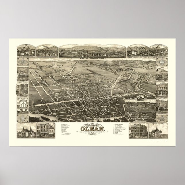 Olean, NY Panoramic Map - 1882 Poster (Front)