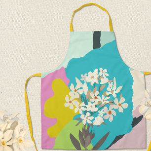 Oleander Floral Color Blocks Modern Florist  Apron