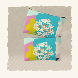 Oleander Floral Colour Blocks Modern Florist Accessory Pouch