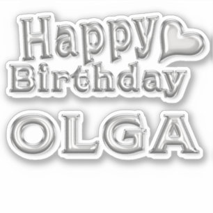 Olga Happy Birthday silver sticker