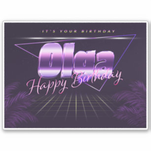 Olga name first name lila retro sticker birthday