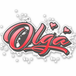 Olga red Heart Graffiti Sticker