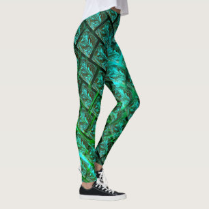 'Olhos azuis enquadrados', riscos esverdeados. Leggings