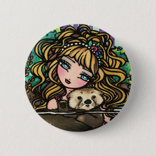 "Oliana's Otter" Fantasy Mermaid Sea Otter Fairy 6 Cm Round Badge