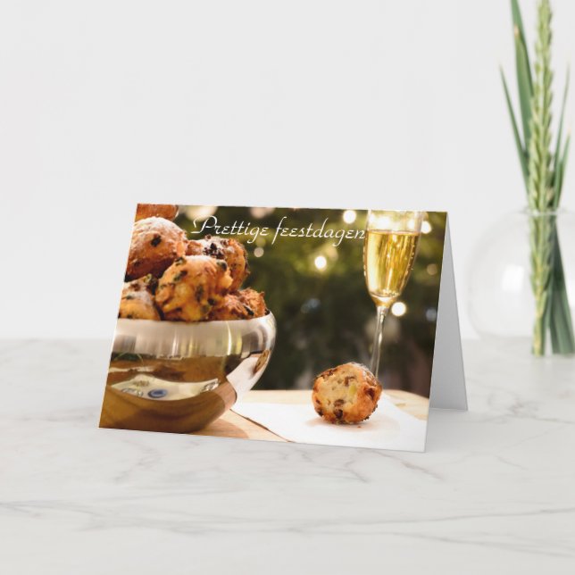Oliebollen on a Christmas card with dutch text (Front)