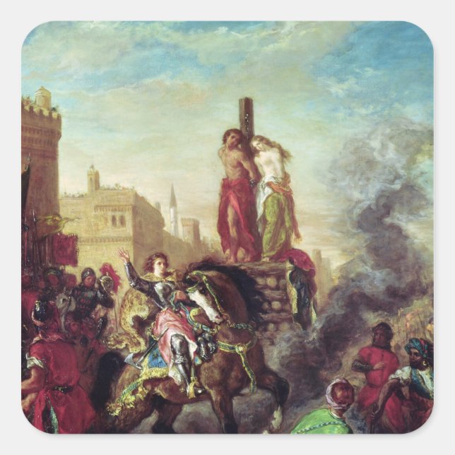 Olinda and Sophronia on the Pyre Square Sticker (Front)