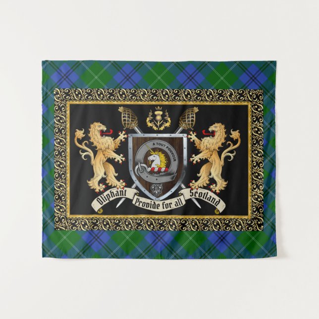 Oliphant Clan Badge & Motto w/Lions  Tapestry (Front (Horizontal))