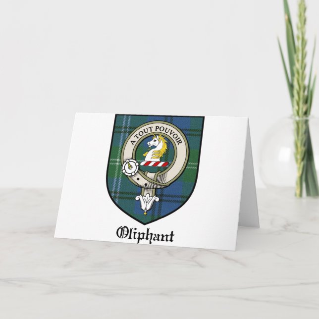 Oliphant Clan Crest Badge Tartan Card (Front)