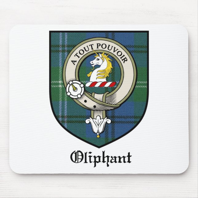 Oliphant Clan Crest Badge Tartan Mouse Mat (Front)