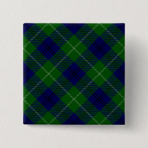 Oliphant tartan blue green plaid 15 cm square badge