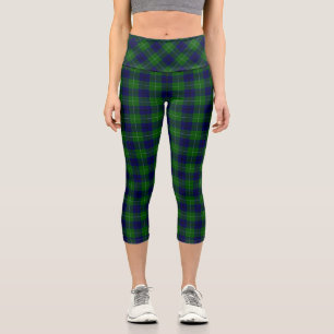 Oliphant tartan blue green plaid capri leggings