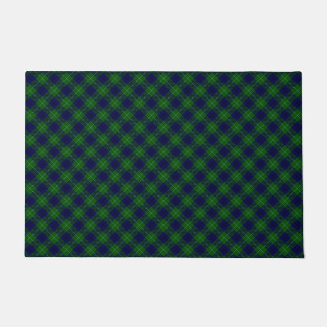Oliphant tartan blue green plaid doormat (Front)