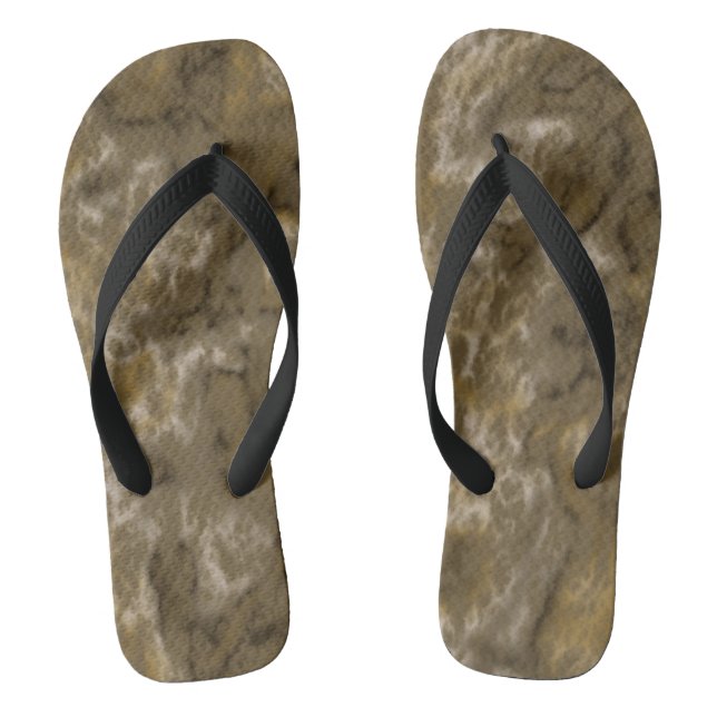 Olive Abstract Flip Flops (Footbed)