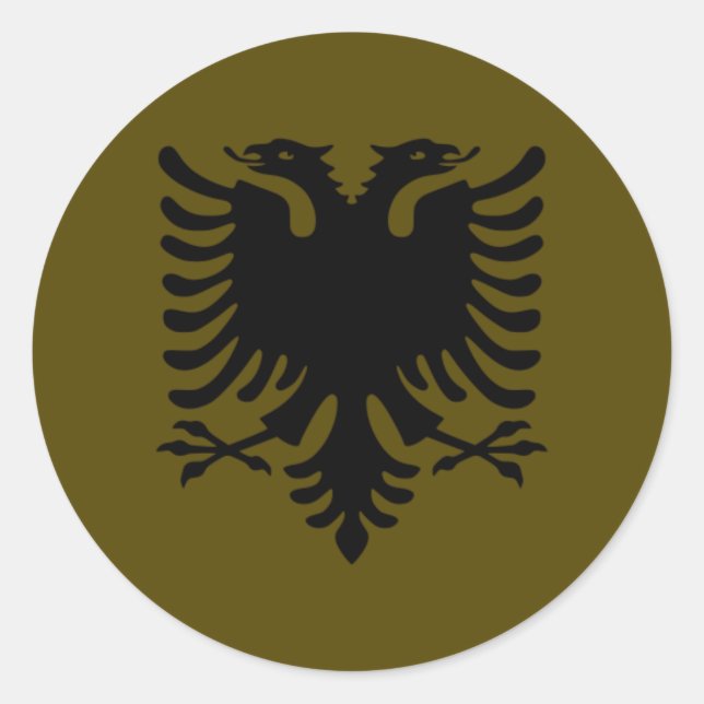 Olive Albanian Eagle Classic Round Sticker (Front)