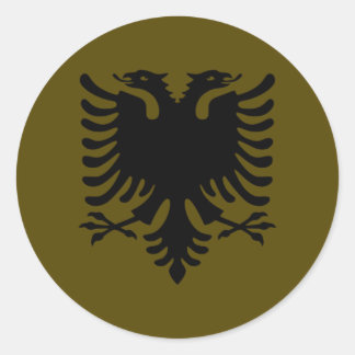 Olive Albanian Eagle Classic Round Sticker
