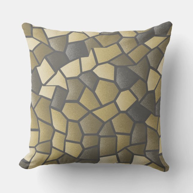 Olive and Beige Mosaic Throw Pillow (Front)