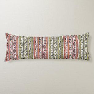Olive and brown geometric ethnic ornament body cushion
