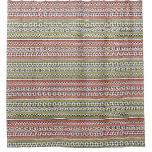 Olive and brown geometric ethnic ornament shower curtain