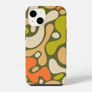 Olive and Cream Organic Amoeba Blob Pattern iPhone 14 Case