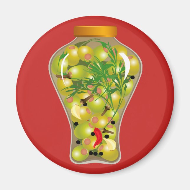 Olive and herb preserves kitchen red green magnet (Front)